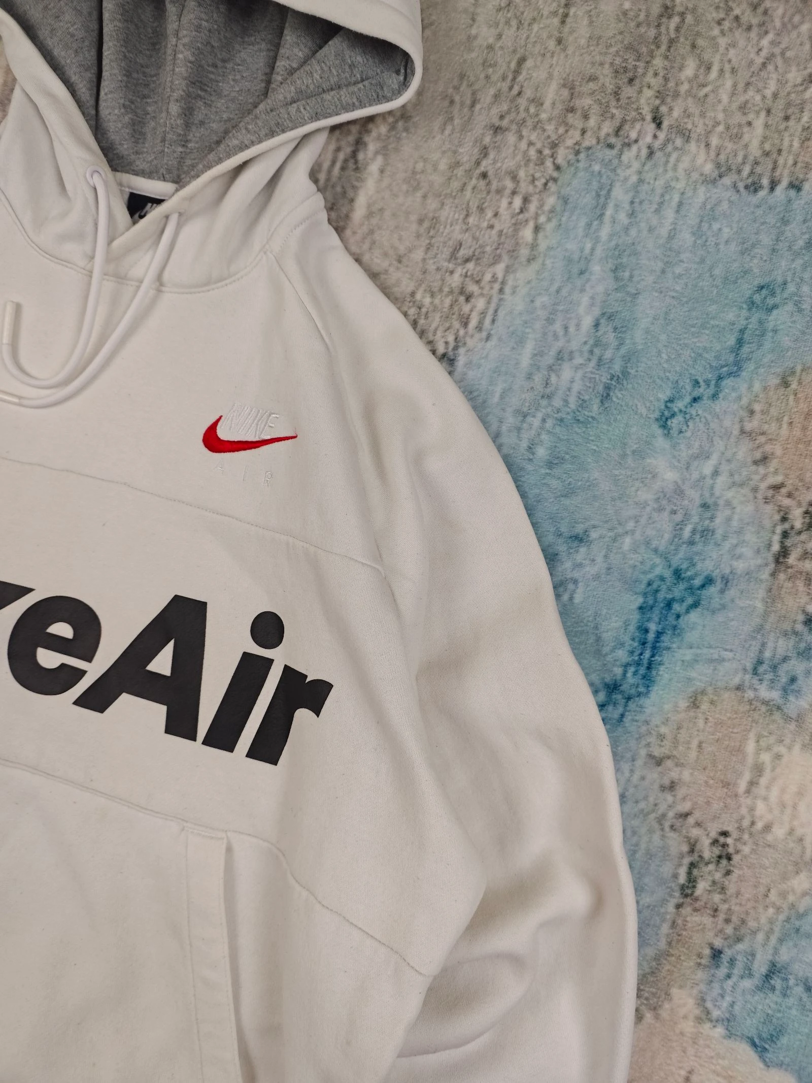 Moletom com capuz Nike Air branco cinza forrado Streetwear Y2K tamanho M – photo 6
